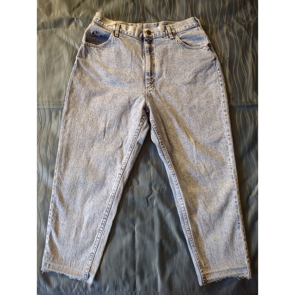 Vintage 70s Lee Jeans Blue Denim Acid Wash Women's 18 Petite (32 x 25) Relaxed
